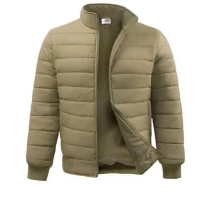 New SMKUK Light Collared Bubble Long Sleeve Coat Zip Pockets Jacket
